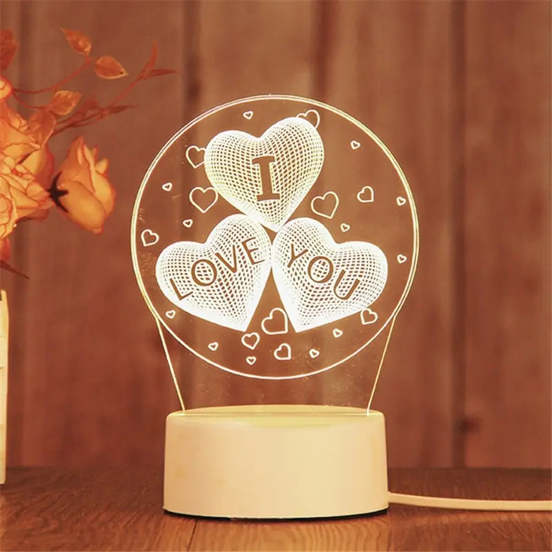 USB Acrylic LED Night Lamp - Home Decoration Night Bed light