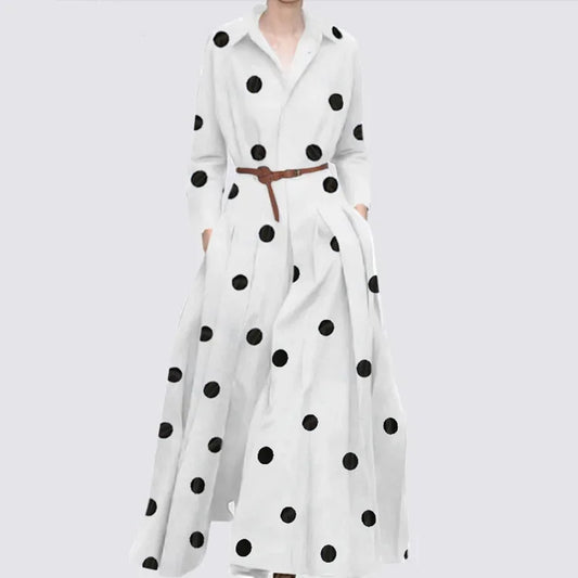 Robe d'été longue à pois pour femmes