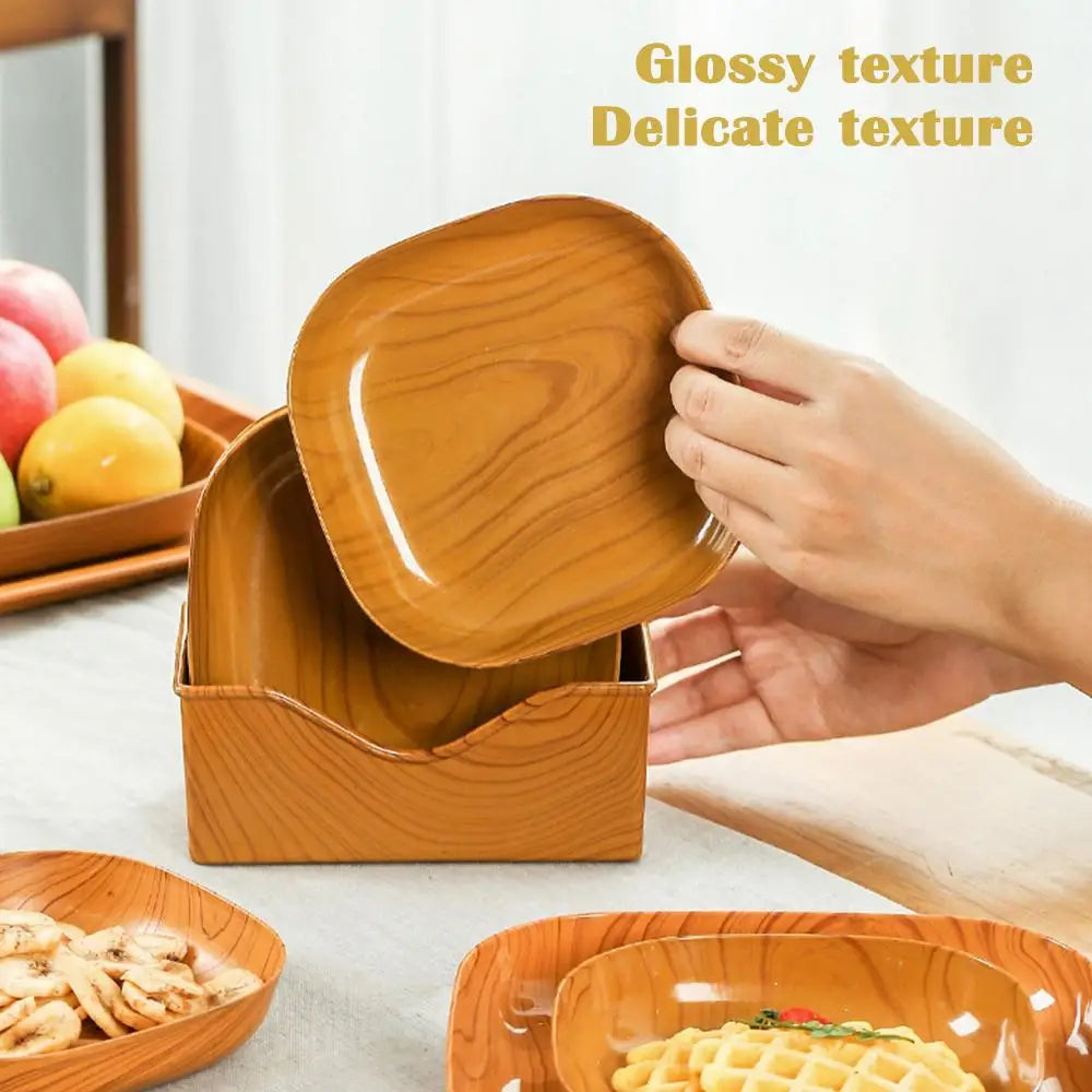 Wood Grain Plate - Tableware Kitchen Bowl
