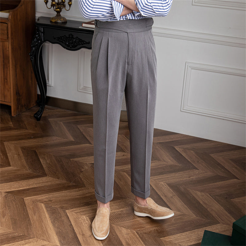 Men's Slightly Elastic Mid-High Waist Formal Pants