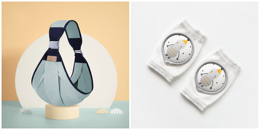 Ensemble porte-bébé horizontal et genouillères