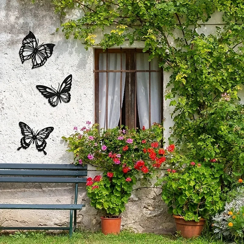 Décoration murale en métal papillon 3 pièces