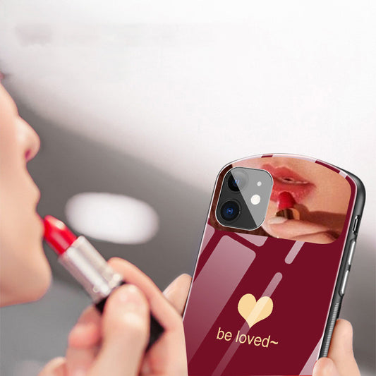 Étui de téléphone ovale miroir de maquillage