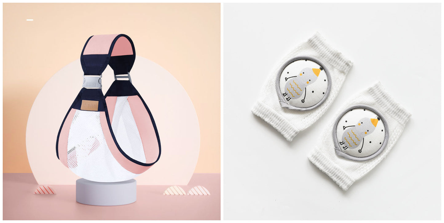 Ensemble porte-bébé horizontal et genouillères
