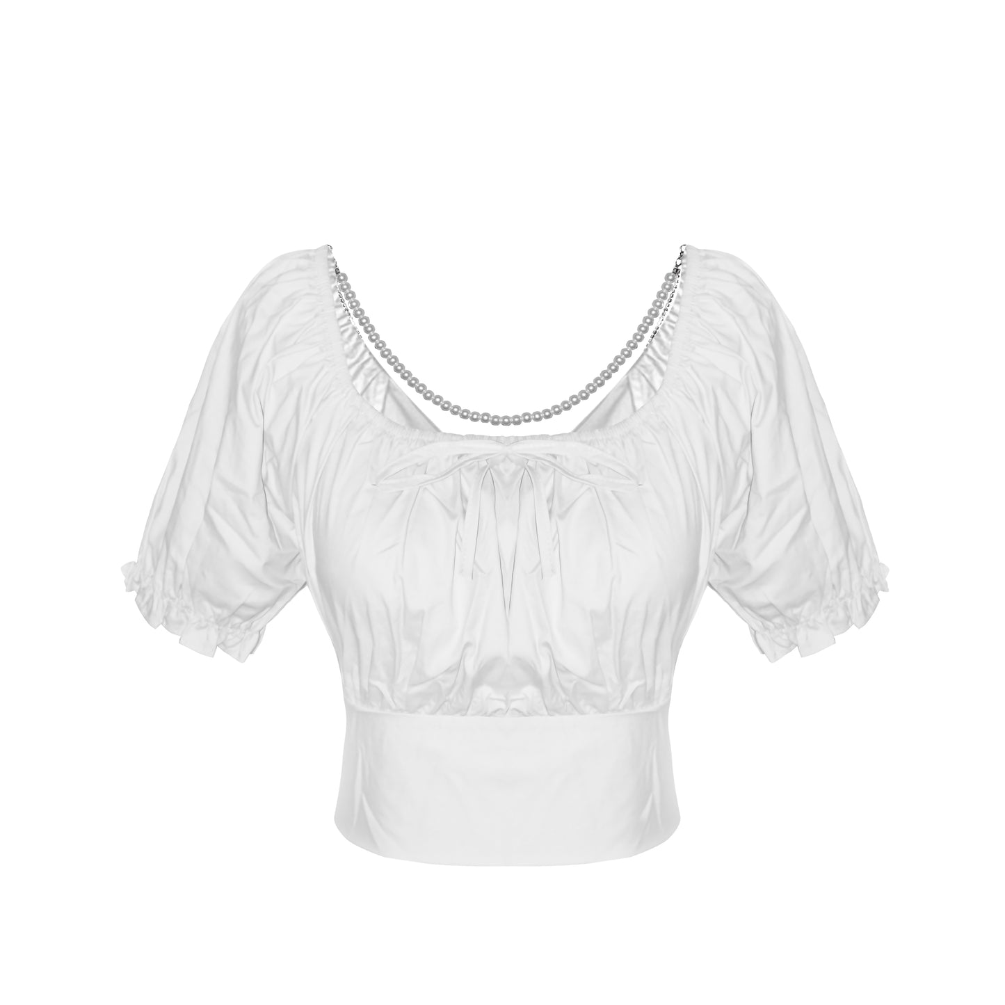 Haut rétro à manches courtes bouffantes et taille haute