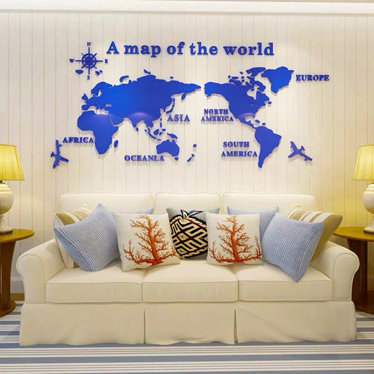 3D Acrylic World Map Wall Stickers