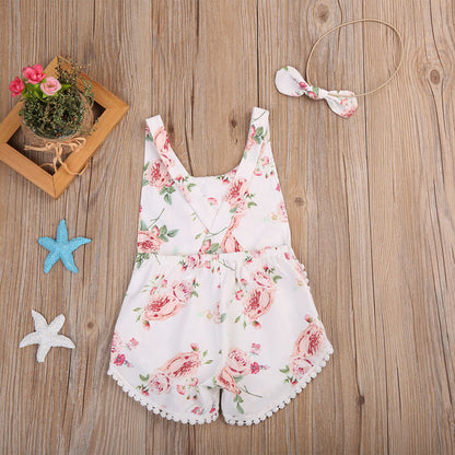 Vêtements barboteuse à fleurs pour nouveau-né fille