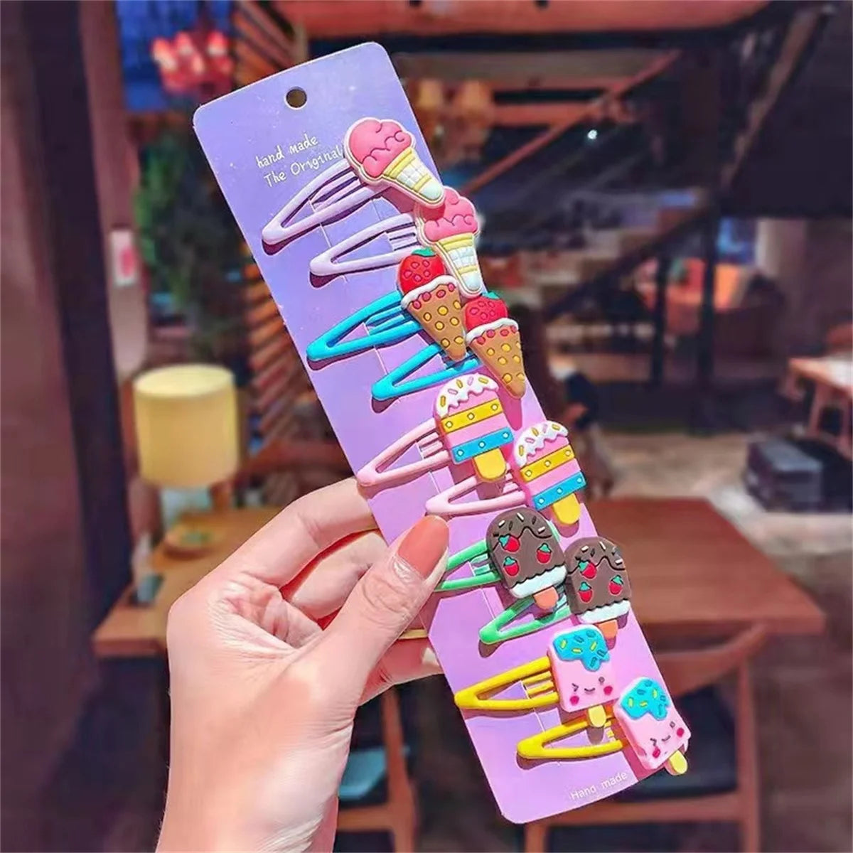 10PCS Girls Unicorn Ice Cream Hair Clips