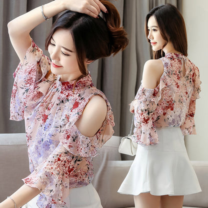 Summer Ladies Floral Chiffon Tops