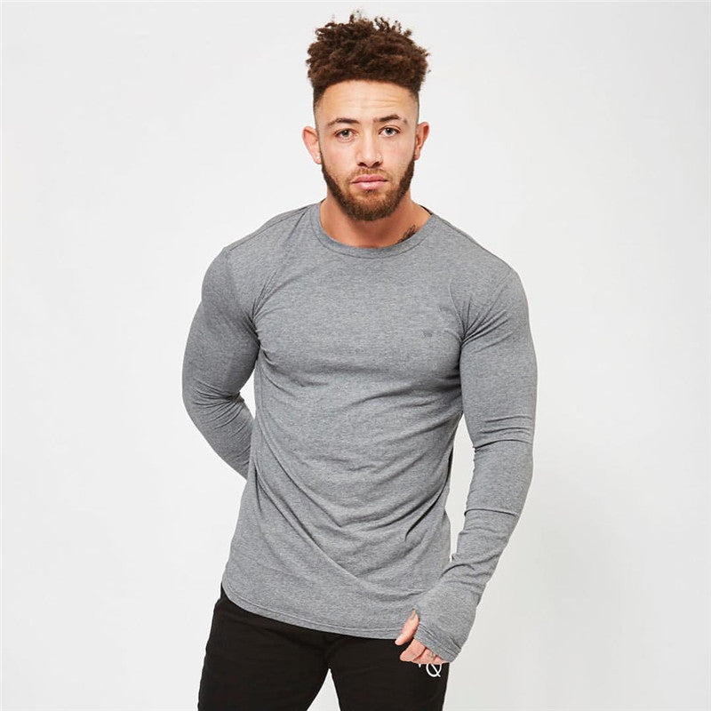 Long-sleeved Men Round Neck T-shirt