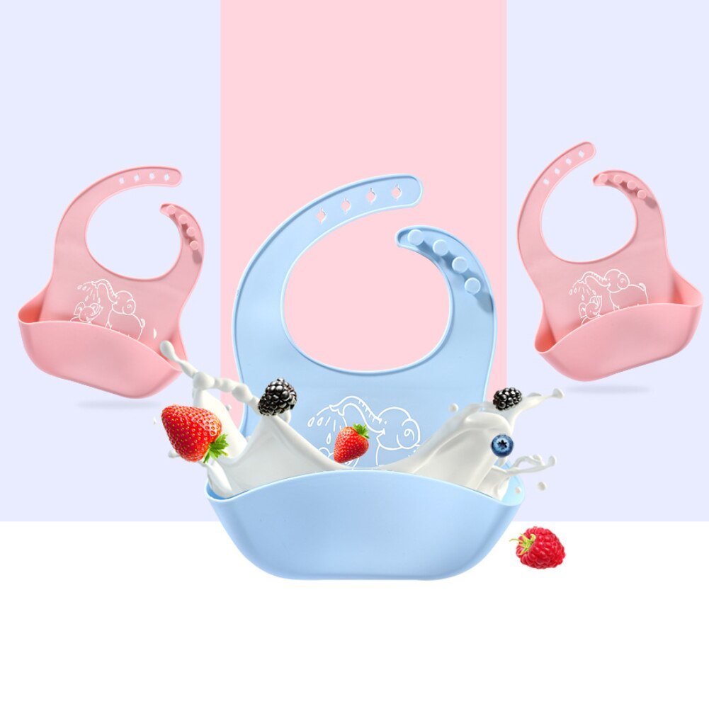 Bavoir en silicone pour bébé avec attrape-repas