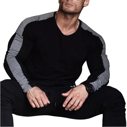 Long-sleeved Men Round Neck T-shirt