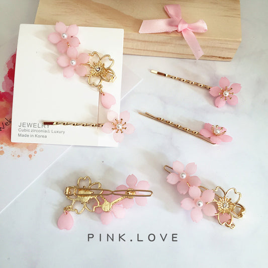 Girl's Pink Flower Side Hairpin Clip
