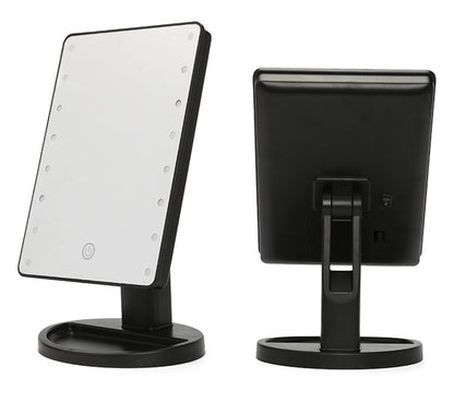 black vanity with mirror