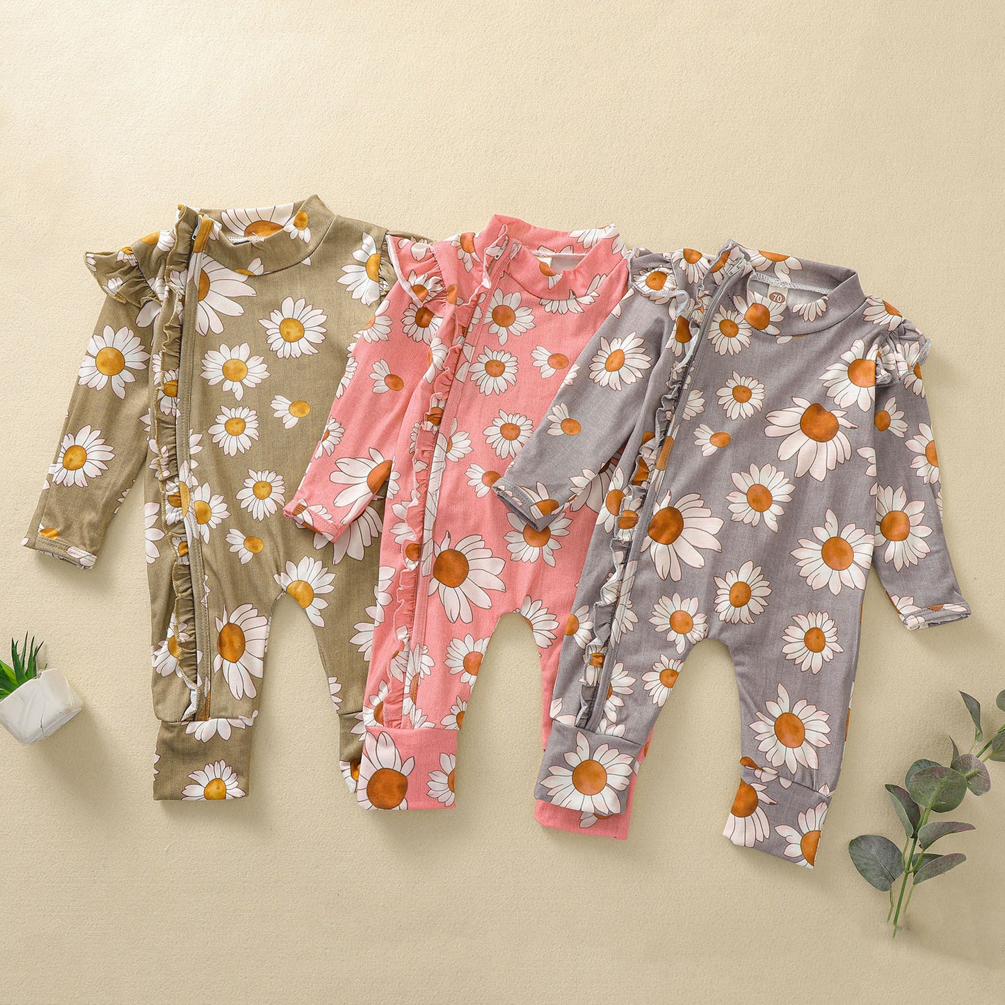 Toddler Girl Sunflower Print Romper Clothes