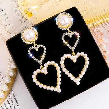 pearl and rhinestone earrings