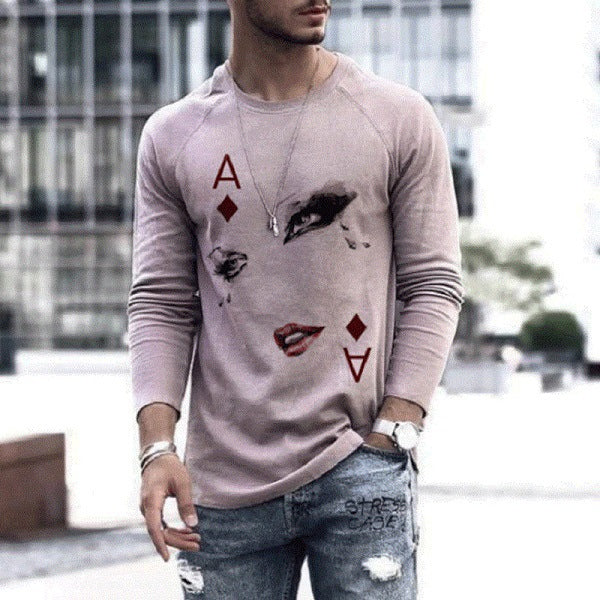 V-Neck Long Sleeve Men Elastic T Shirt