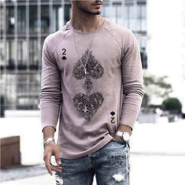 V-Neck Long Sleeve Men Elastic T Shirt