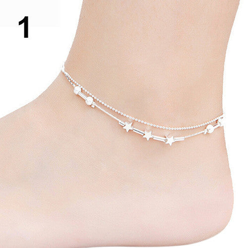 silver ankle bracelets for women