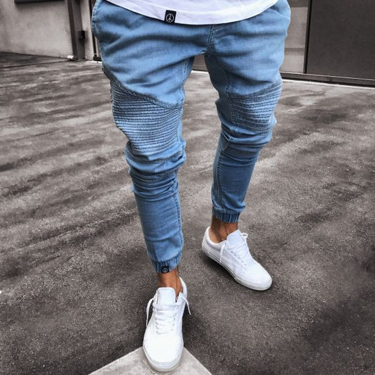 Jean skinny bleu clair explosif pour homme