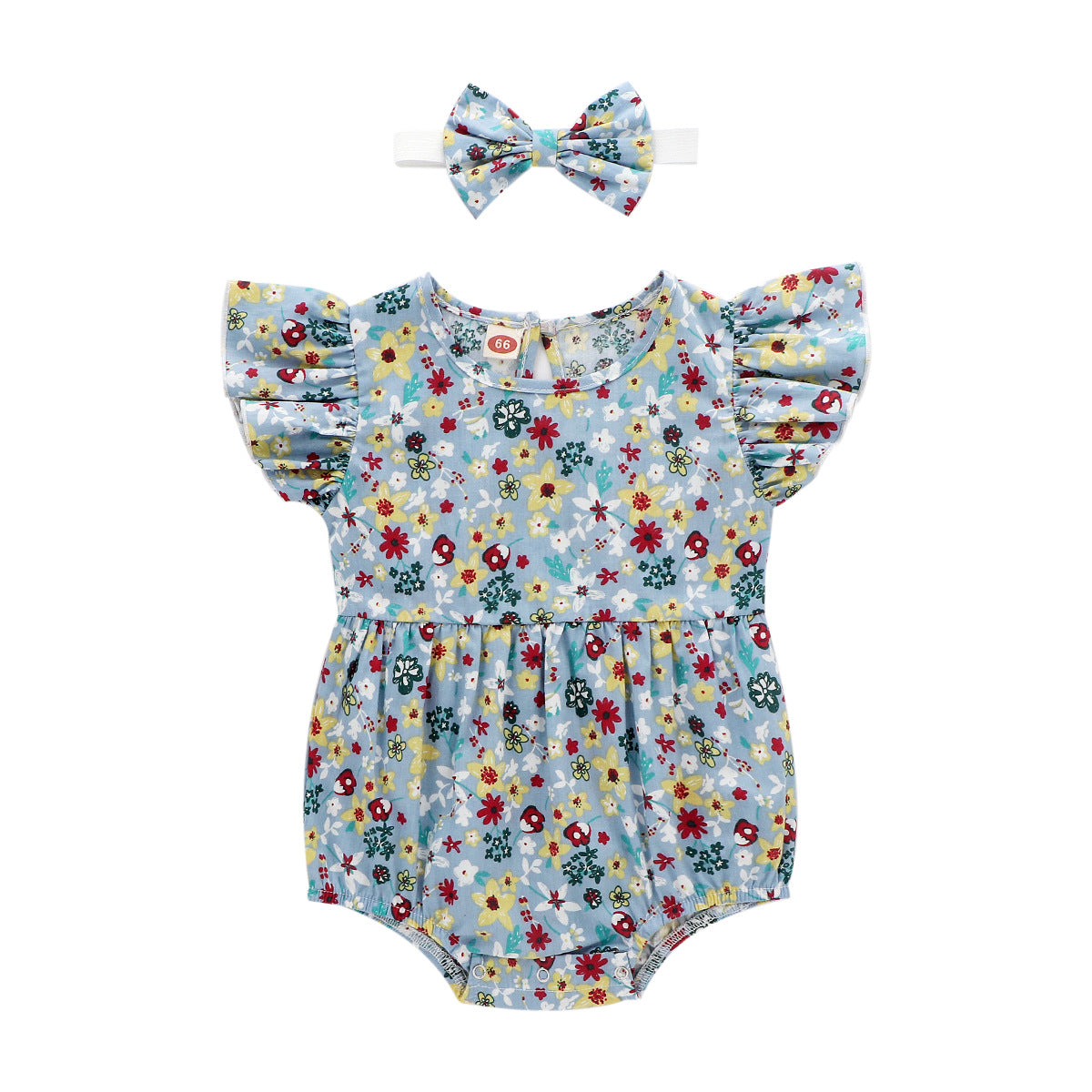 Newborn 0-3 Years Old Floral Flying Sleeveless Baby Cloth