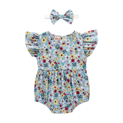 Newborn 0-3 Years Old Floral Flying Sleeveless Baby Cloth