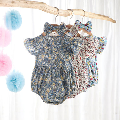 Newborn 0-3 Years Old Floral Flying Sleeveless Baby Cloth