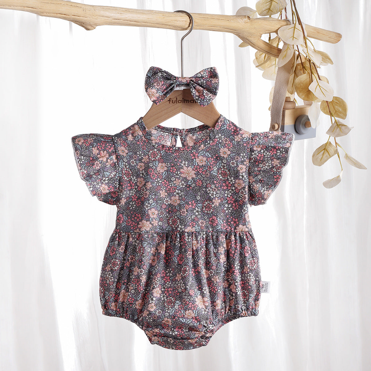 Newborn 0-3 Years Old Floral Flying Sleeveless Baby Cloth