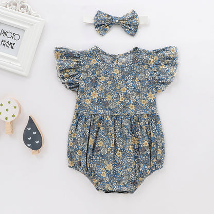 Newborn 0-3 Years Old Floral Flying Sleeveless Baby Cloth