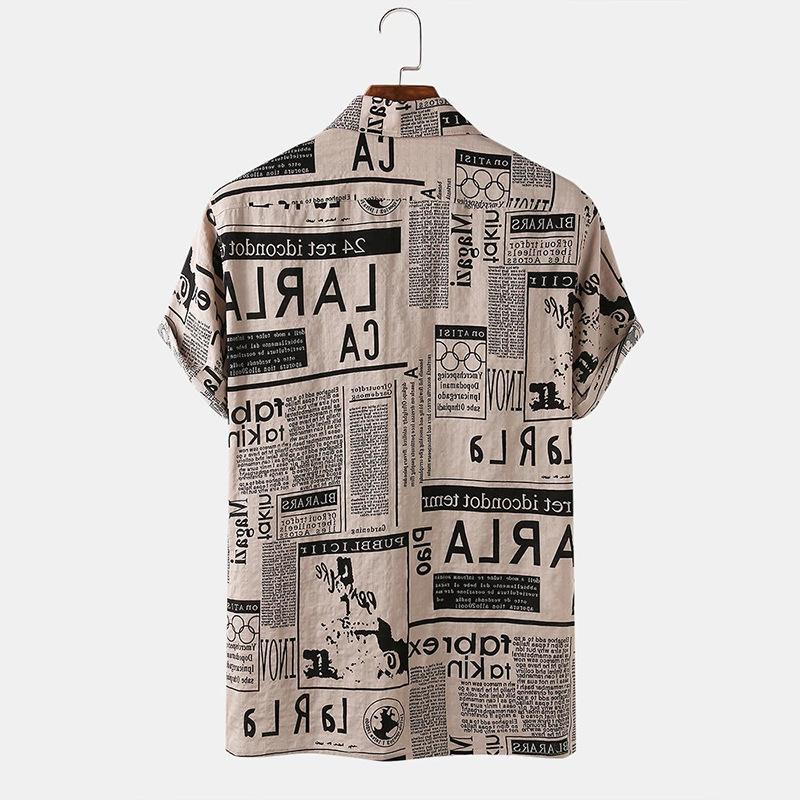 Vintage Newspaper Print Men Polo Shirts