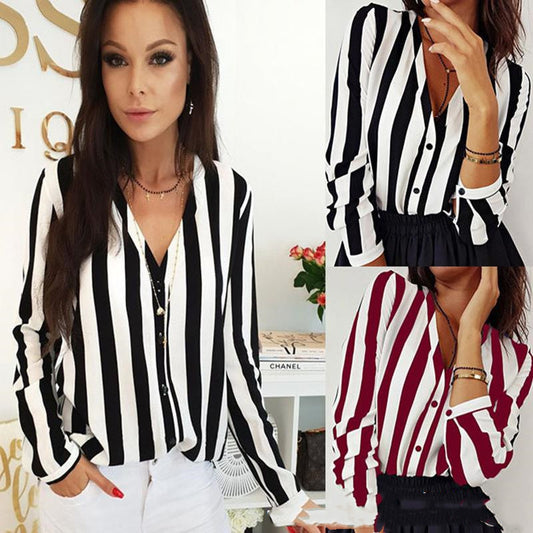 Autumn Casual Ladies Office Blouses Top