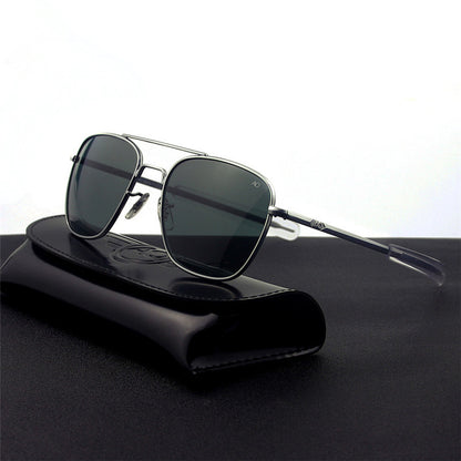 Unisex Square Polarized Glass Lens Sunglasses