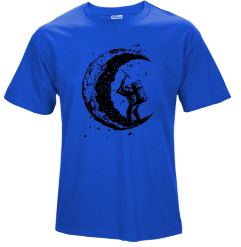 Digging The Moon Print Herren-T-Shirts mit O-Ausschnitt 