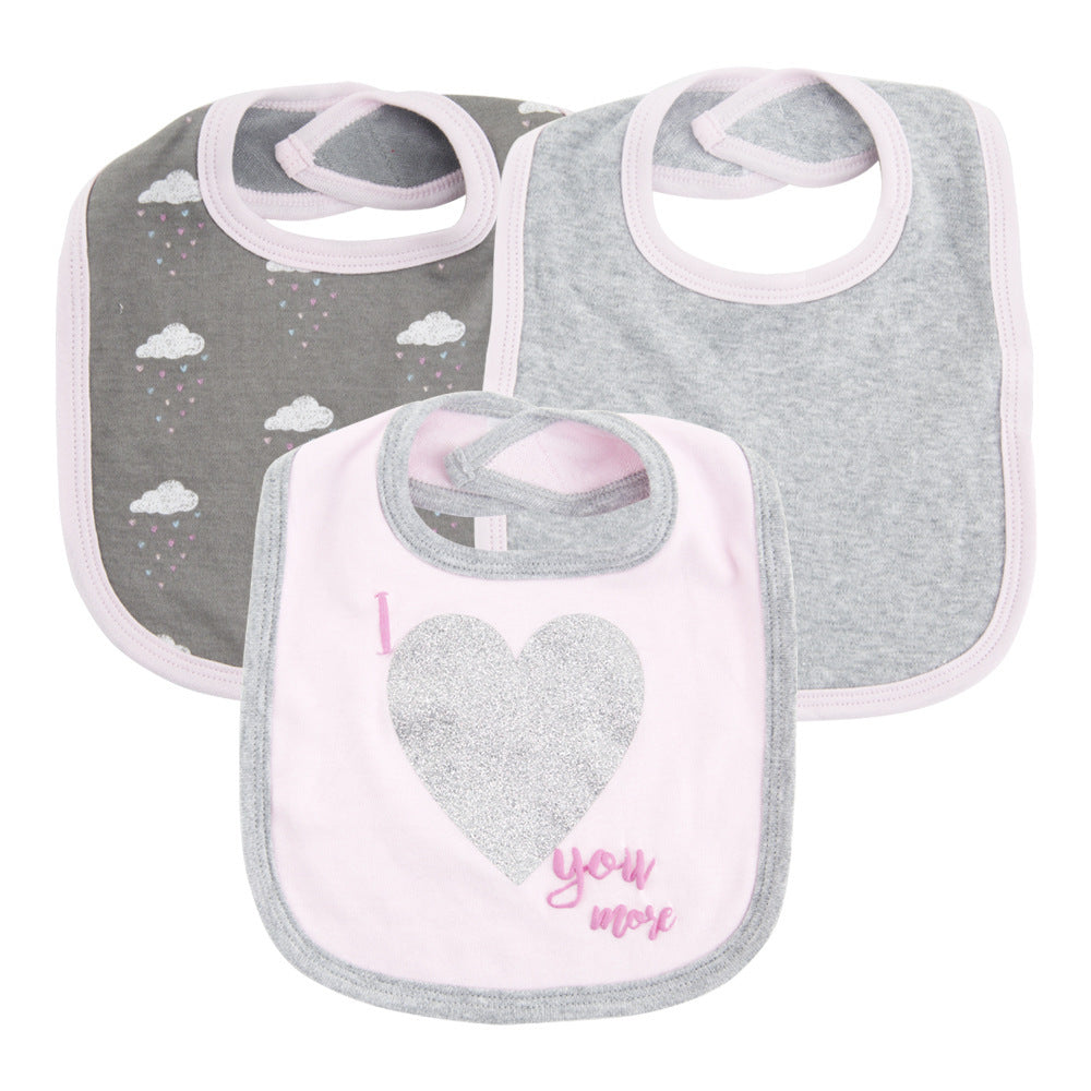 Baby Bib with 3 Drool Towels Set