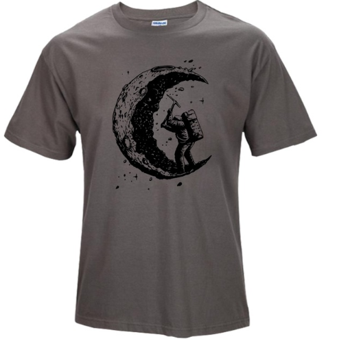 Digging The Moon Print Herren-T-Shirts mit O-Ausschnitt 