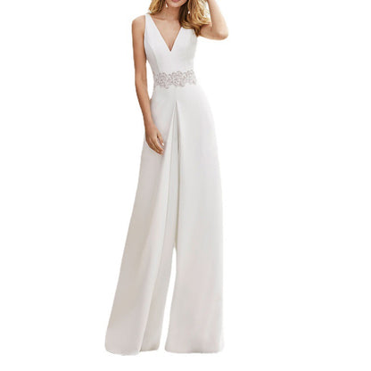 Sleeveless V-neck Slim Jumpsuit