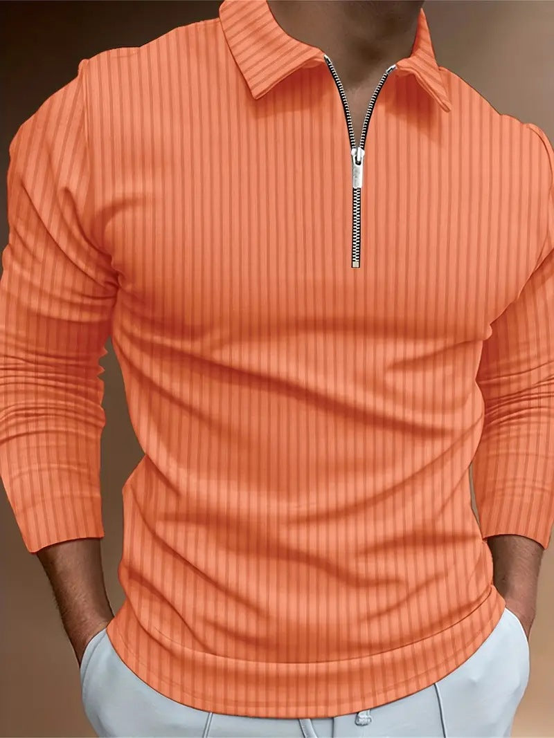 Men's 3D Digital Printing Long Sleeve Polo Shirts