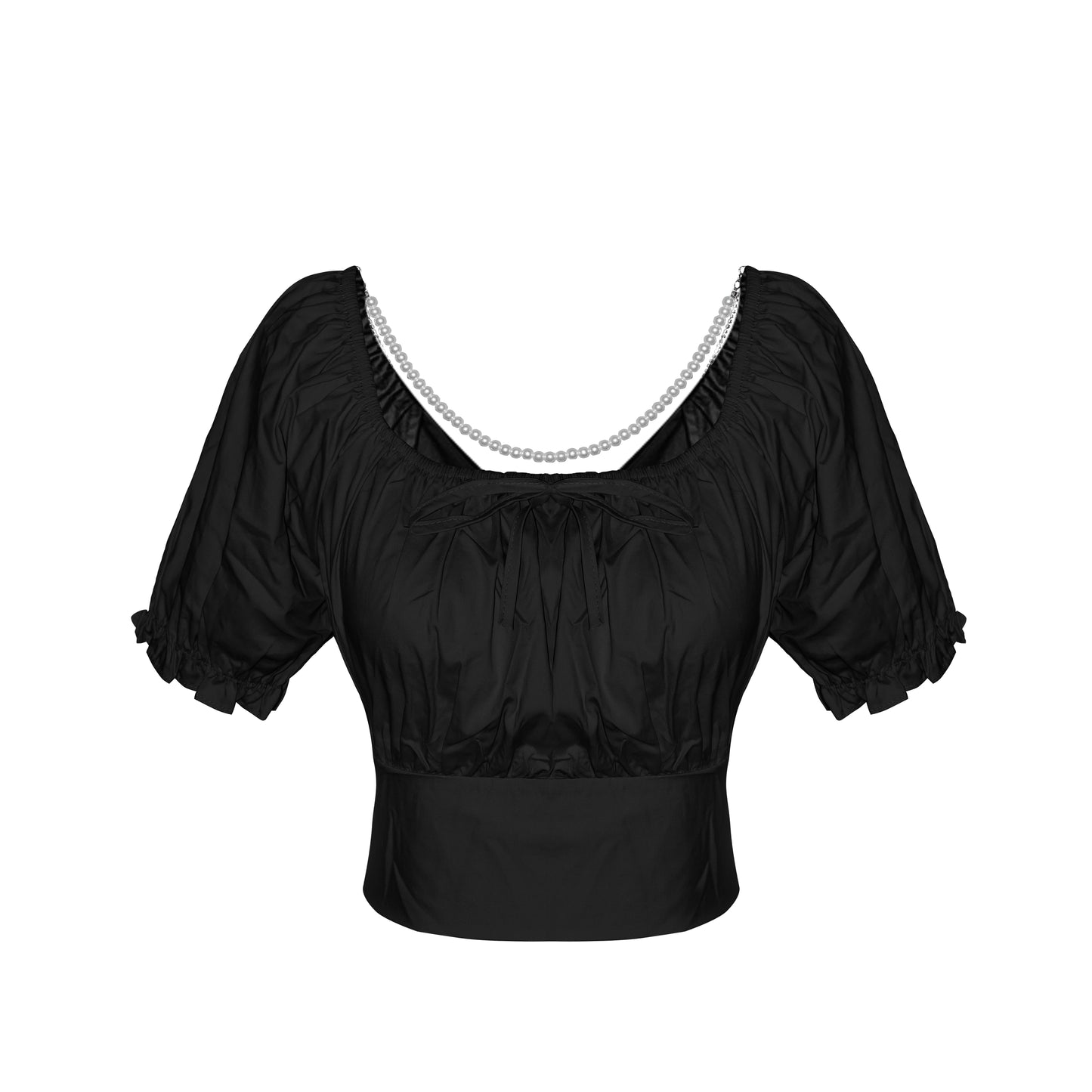 Retro High Waist Slim Puff Short Sleeve Top