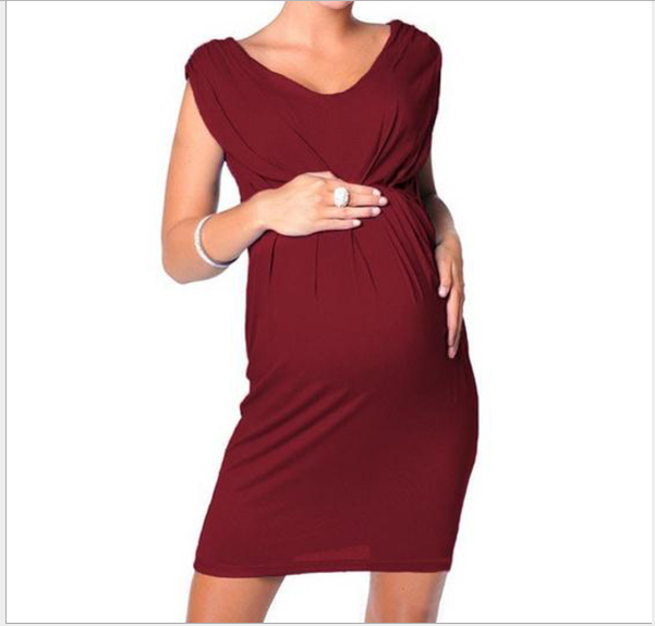 red maternity dress