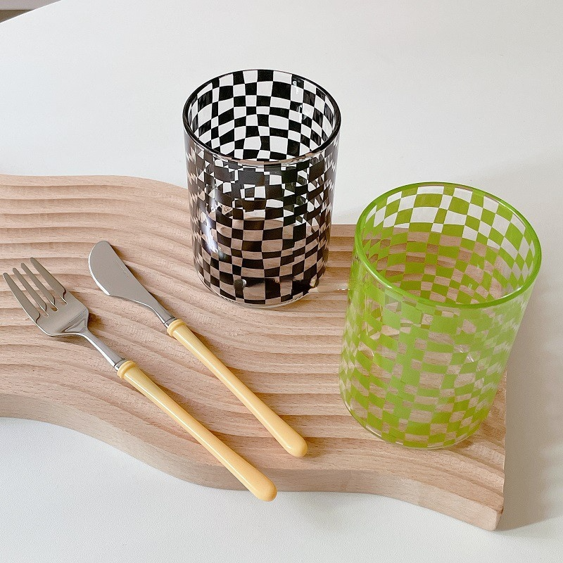 Handmade Nordic Plaid Modern Glass