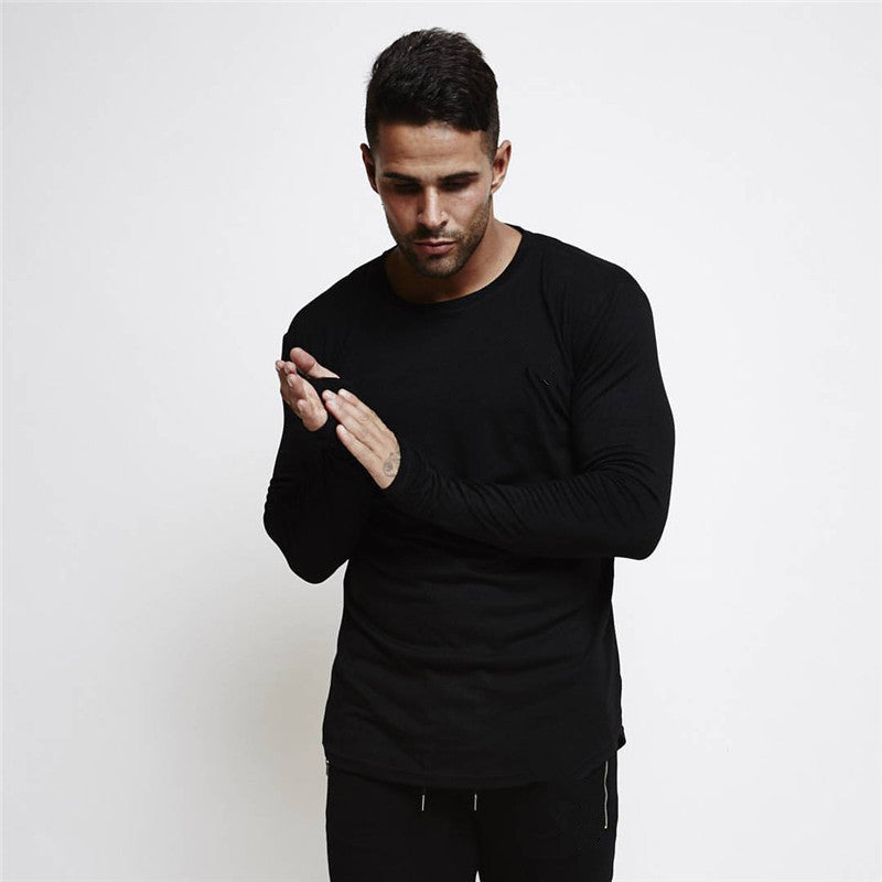 Long-sleeved Men Round Neck T-shirt