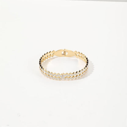 Bracelet en acier simple diamant Wave pour femme