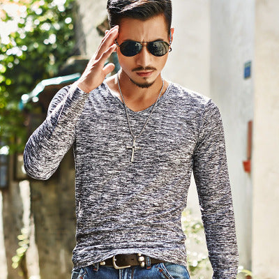 Men's V neck long sleeved Summer T-shirts