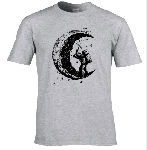 Digging The Moon Print Herren-T-Shirts mit O-Ausschnitt 