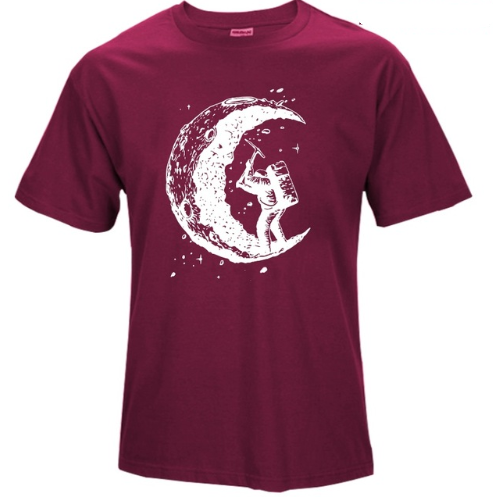 Digging The Moon Print Herren-T-Shirts mit O-Ausschnitt 