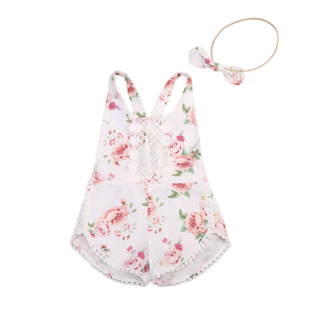 Vêtements barboteuse à fleurs pour nouveau-né fille