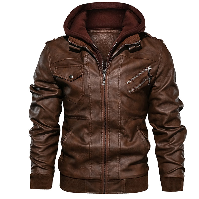 Herbstliche Bikerjacke aus PU-Leder für Herren