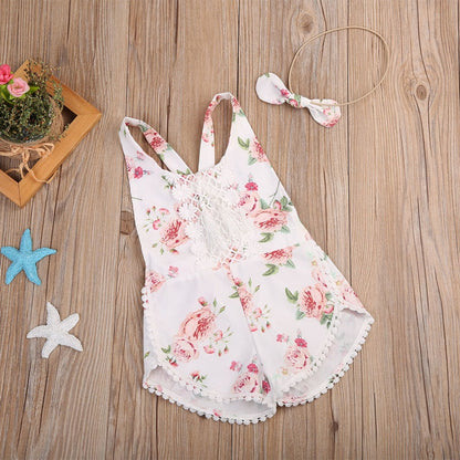 Vêtements barboteuse à fleurs pour nouveau-né fille