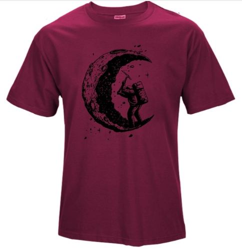 Digging The Moon Print Herren-T-Shirts mit O-Ausschnitt 