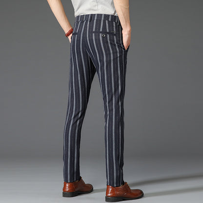 Pantalon formel à rayures verticales pour hommes